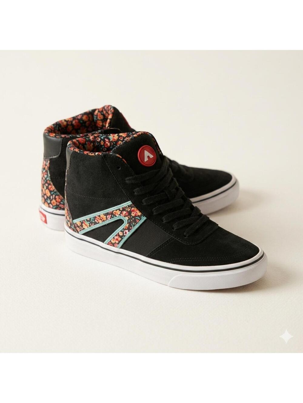 Airwalk Varial High Top Sneakers Women Size 7 Black Floral Skate Shoes  Like New